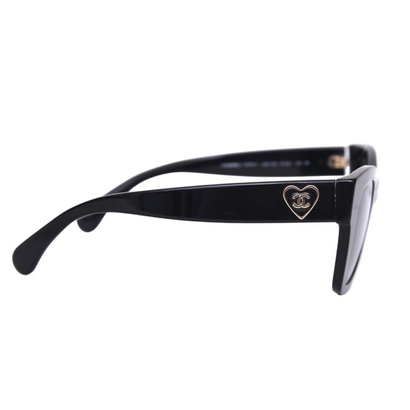 CHANEL Sunglasses Black Heart Square Gold Acetate Enamel Eyeglasses 5478-A 501S4 - Picture 7 of 10